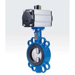 Przepustnica międzykołnierzowa DN100 NBR napęd podwójnego działania